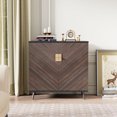 thumbnail image 3 of Accent Storage Cabinet with Doors, Vintage Tobacco Wood Grain Bar Cabinet Buffet Cabinet with Storage for Living Room, Hallway, Bedroom, Brown Mix, 3 of 7