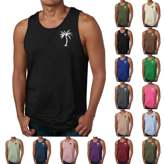 SGFCWSX Men's Tank Tops Print Sleeveless Shirts Breathable Lightweight Tops for Beach Vacation Casual Black Size 2XL