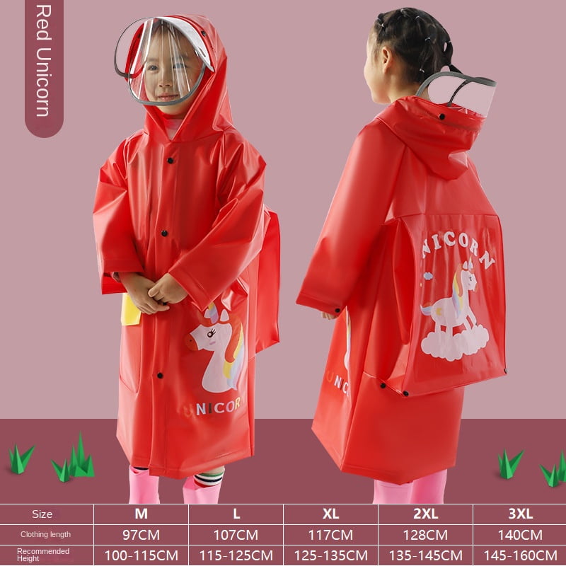 HCXIN Children's raincoat double brim fashion poncho Outdoor reflective