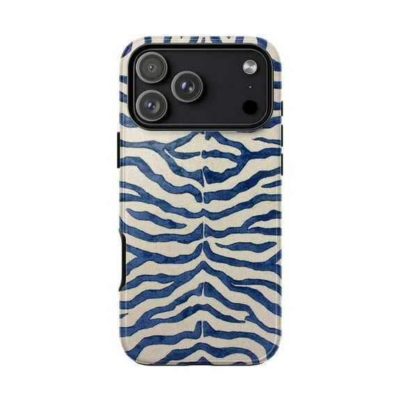 Zebra Stripes Phone Case, Blue and White Animal Print Design, Trendy Fashion iPhone Case for iPhone Models