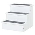 thumbnail image 7 of Noaman PawHut 3 Step Wooden Carpeted Non-Slip Pet Stairs Ramp for Cats and Small Dogs, 16" L x 17.5" D x 15" H, Supports Up to 65 lbs, White, 7 of 7