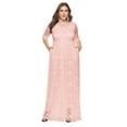 thumbnail image 6 of Brnmxoke Women's Plus Size Floral Lace Wedding Guest Maxi Dresses with Pockets Elegant Evening Cocktail Party Ball Gown Long Bridesmaid Flowy Dress Pink,XXL, 6 of 7