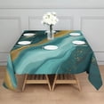 thumbnail image 3 of Teal Gold Marble Pattern Square Tablecloth,Waterproof Square Table Cover,Wipeable Spillproof Washable Table Cover for Home Kitchen Party Decor 60"x60"(152x152cm), 3 of 6
