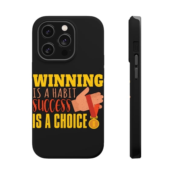 DistinctInk Tough Case for Apple iPhone 15 PRO (6.1" Screen), Compatible with MagSafe Charging - Winning A Habit Success A Choice