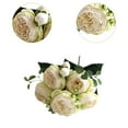 thumbnail image 6 of CoudarTitie Artificial Faux Rose Bouquet, Elegant 5 Flower Heads Artificial Roses for Indoor White Green, 6 of 9