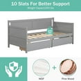 thumbnail image 3 of Wood Daybed Bed with Storage, UHOMEPRO Twin Size Day Bed Frame with 2 Drawers, Modern Bedroom Furniture Sofa Bed for Teens Adults, No Box Spring Needed, Gray, 3 of 12