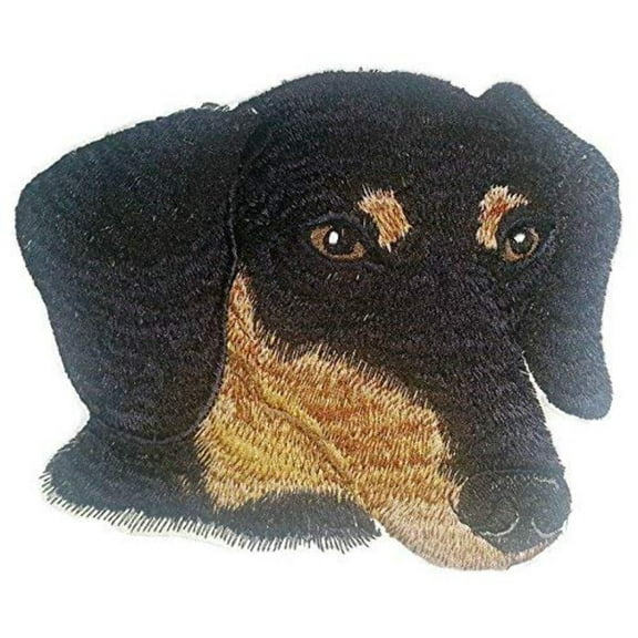 Smooth Dachshund Dog Face Embroidery IronOn/Sew Patch [6" x 5.1"]