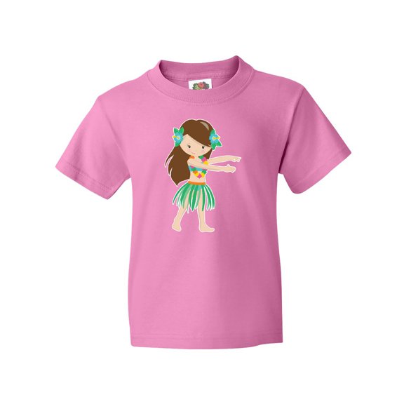 Inktastic Brown Haired Hula Girl Youth T-Shirt