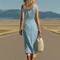 thumbnail image 5 of ChaoHeng Dresses for Women Maxi for 2026 Spaghetti Strap Sleeveless Flowy Solid Casual for Light Blue M, 5 of 7