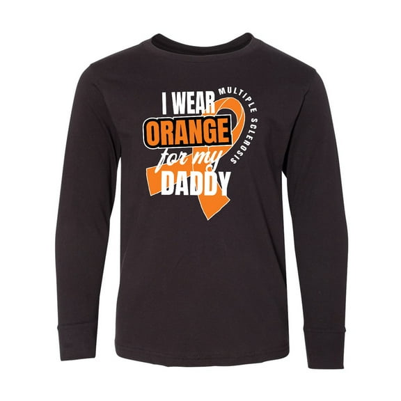 Inktastic I Wear Orange For My Daddy Multiple Sclerosis Awareness Long Sleeve Youth T-Shirt