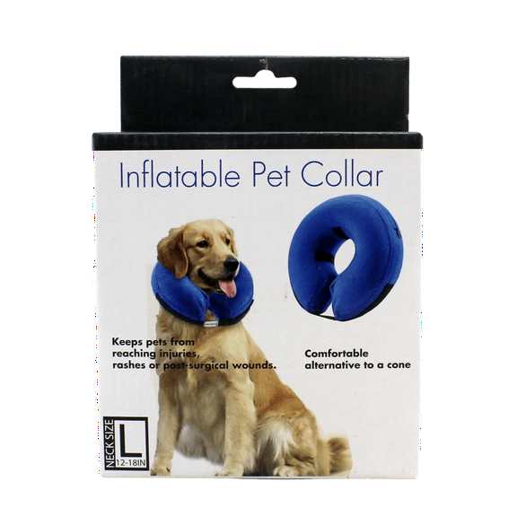 Comfortable & Adjustable Inflatable Pet Collar - Alternative to Cone Shaped Collars - Great for Post-Surgery or Injury Recovery Durable & Non-Toxic Material Safe and Protective (Large 12-18 Inch Neck)