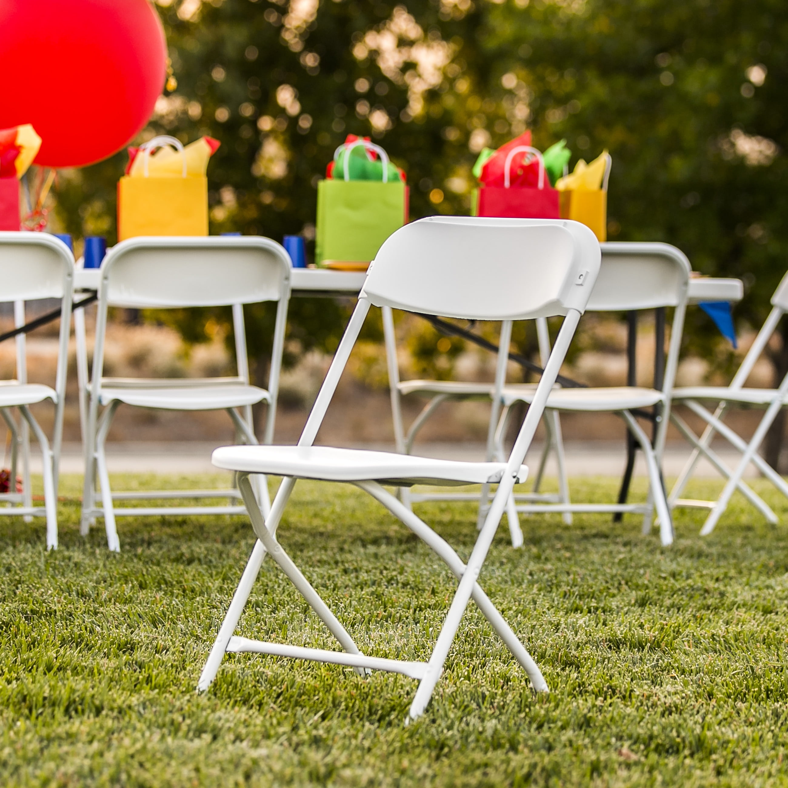 Details About Folding Chair White Wedding Parties Family Reunions Stacking Sturdy 5 Set Lock