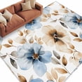 thumbnail image 3 of 6x9Ft Area Rugs Blue Brown Spring Floral Non-Skid Rubber Backing Large Rectangle Rugs - Living Room Bedroom Home Office, Summer Botanical Watercolor Indoor Floor Mat Carpets Washable Rug, 3 of 9