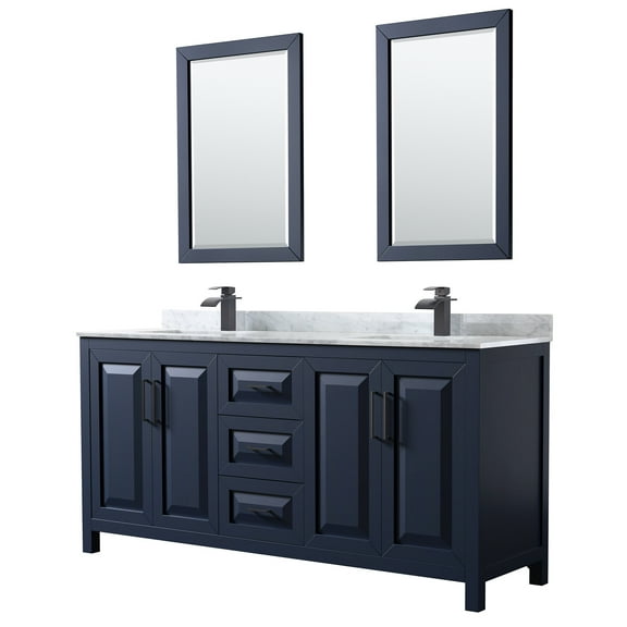 Wyndham Collection Wcv252572dunsm24 Daria 72" Free Standing Double Vanity Set - Dark Blue