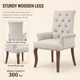 thumbnail image 5 of Upholstered Chenille Fabric Dining Chairs with Arms Set of 2, Tufted High Back Dining Room Chairs with Curved Rubberwood Legs, Kitchen Chairs, Beige, 5 of 8