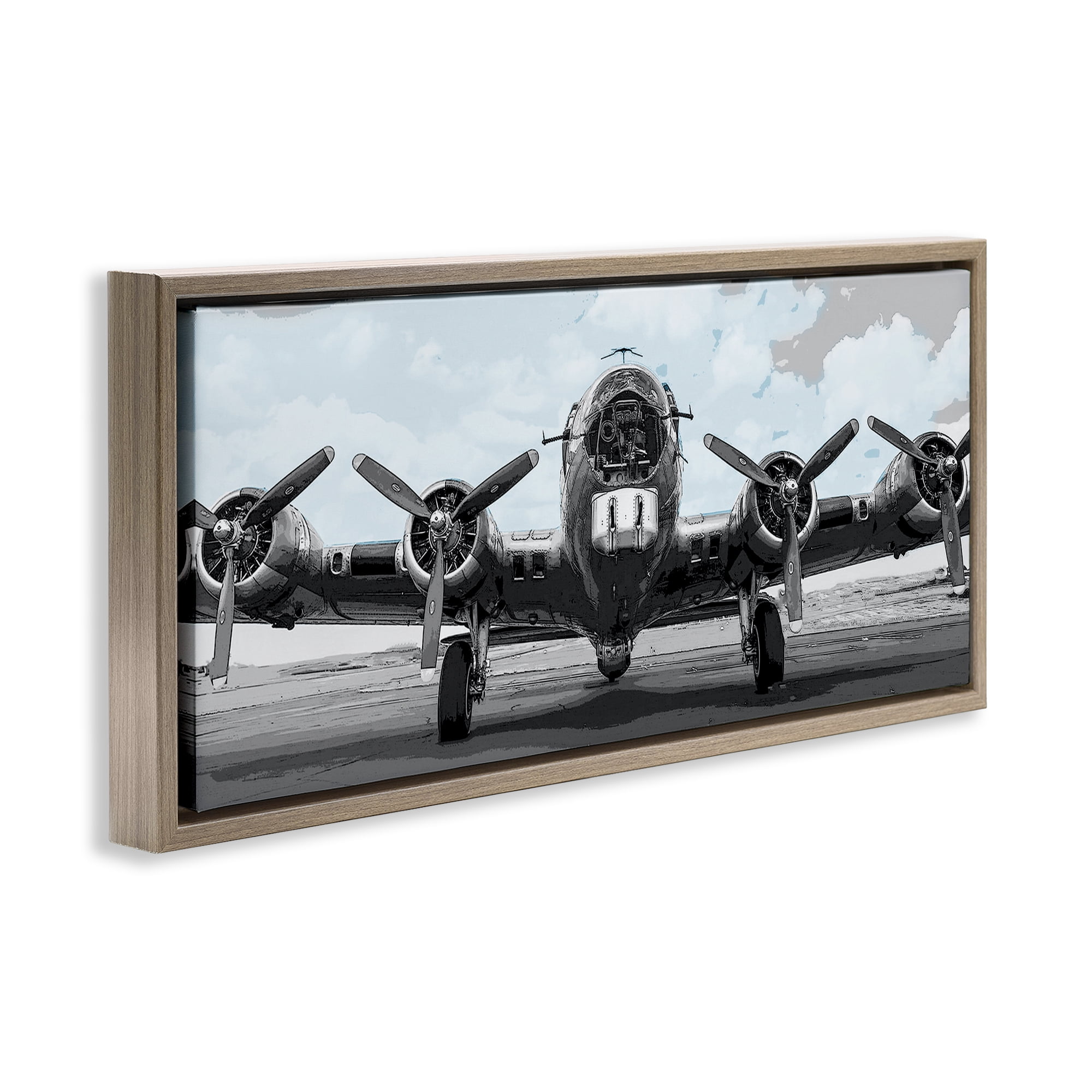 Stupell Industries Historic Aviation Aircraft Brown Framed Floater Canvas Wall Art, design by Kim Allen