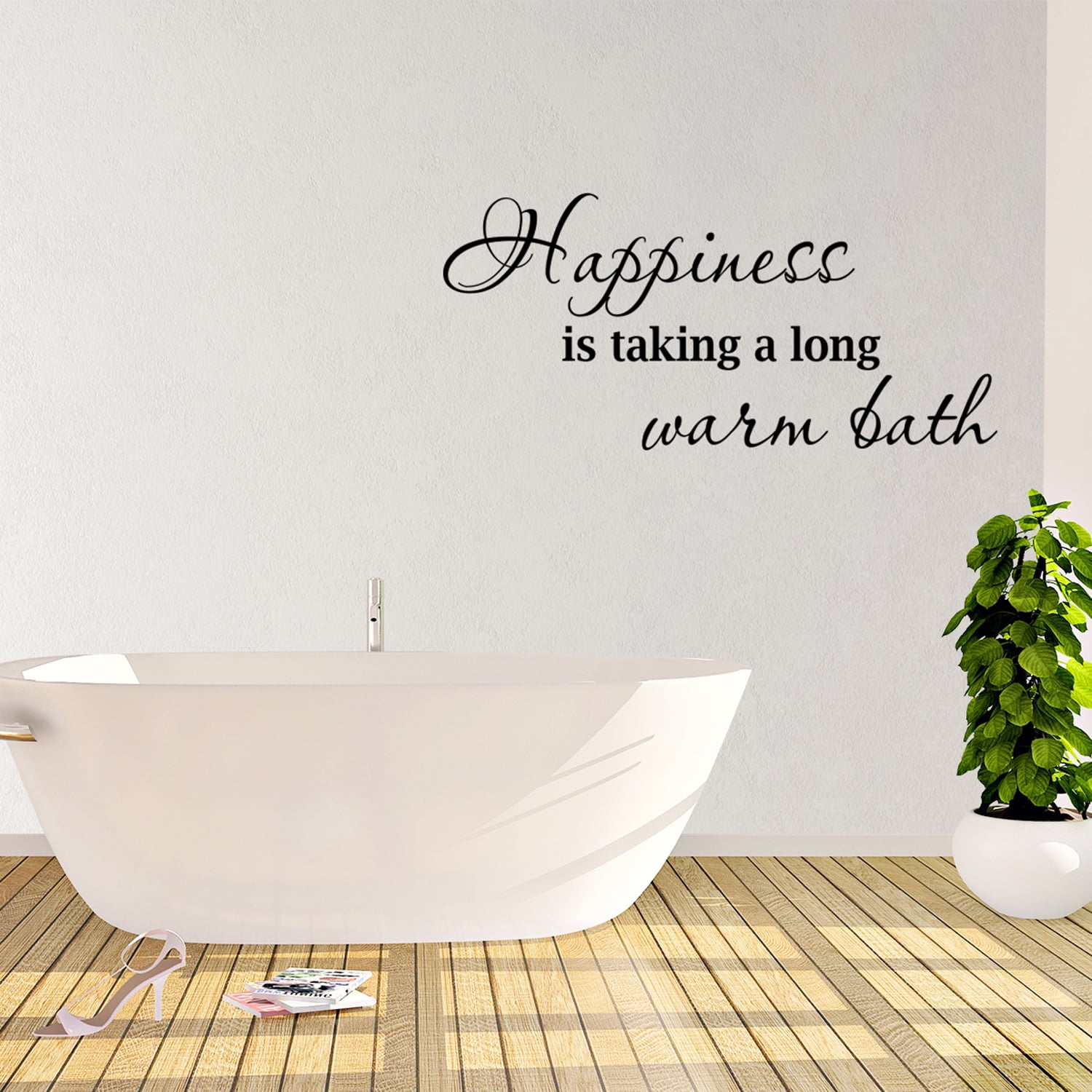 Happiness Is Taking A Long Warm Bath Vinyl Wall Decal Quotes Sticker