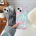 thumbnail image 3 of Funda plisada con diseño de ondas de agua cromadas, suave, compatible con iPhone (azul agua, iPhone 12 Pro Max), 3 of 5
