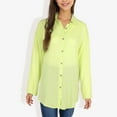 thumbnail image 2 of Women's Long Sleeve Button-Down Shirt with Roll-Up Sleeves and Front Pocket Casual Loose Fit Blouse- Small, Green, 2 of 6