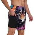 thumbnail image 2 of Yiaed Colorful Wolf Head A Print Mens Swim Trunks Bathing Suit Compression Liner Beach Swim Shorts Swimwear Quick Dry Zipper Pocket No-Chafing Board Short-Medium, 2 of 6