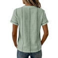 thumbnail image 5 of WHEANG Women's Stitch Detail T-Shirt – Short Sleeve Daily Wear Casual Womens T Shirts Button Neck Soft Cotton Blend Loose Fit Basic Tee Trendy Summer Tops for Women(Color Green Size 2XL), 5 of 5