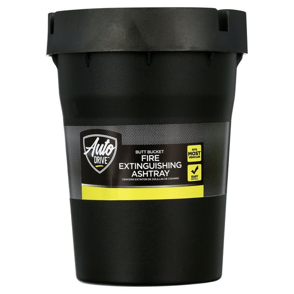 Auto Drive Portable Plastic Butt Bucket Ashtray for Car, Truck, Van, and SUV, Black