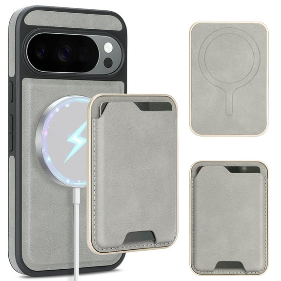 Designed for Google Pixel 10 /10 Pro Case, PU Leather   TPU Material, Detachable Magnetic Card Holder, Ultra Slim Lightweight Business Wallet Cover, Drop Protective Shockproof Classic Design, Gray