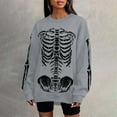 thumbnail image 4 of HUITKMM Chandail pour Femmes Unisexe Mode Imprimé Design Squelette Surdimensionné Longline Sans Capuche Col Rond pour et Mode Urbaine Décontracté, 4 of 5