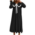 thumbnail image 2 of Maplenight Victorian Nightgowns for Women Doll Collar Long Sleeve Sleepwear Ruffle Hem Long Loungewear Vintage Y2k Dress, 2 of 6