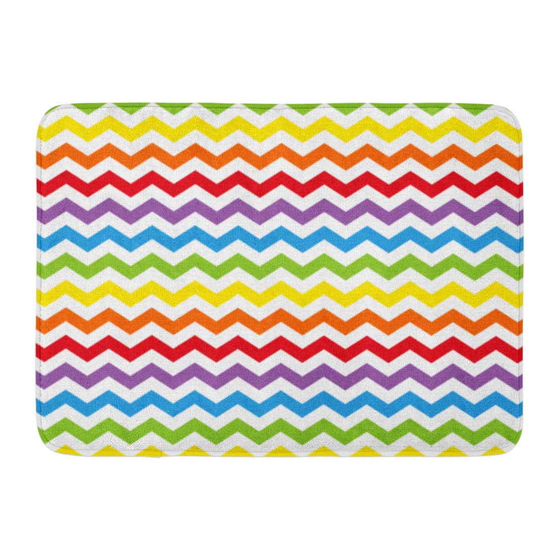 LADDKE Blue Zag Colorful Rainbow Color Zigzag Chevron Pattern Green Zig Abstract Doormat Floor