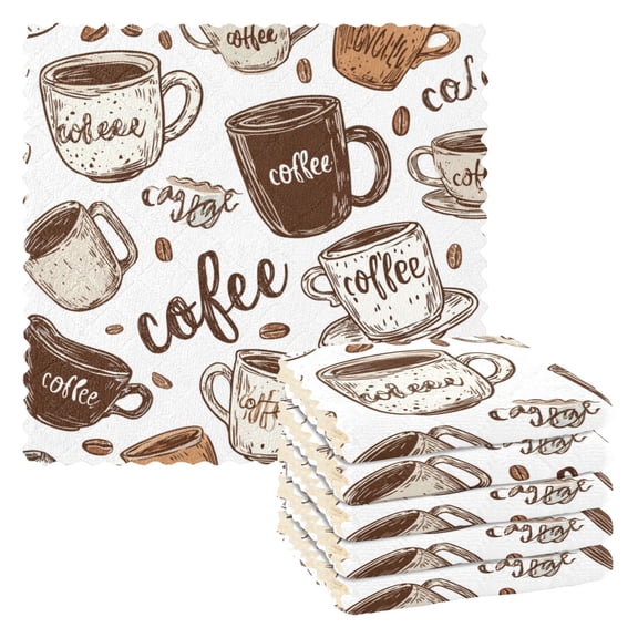 6 Pieces of Kitchen Towels 11x11Inch Kitchen Dish Cloths Kitchen Dish Towels Reuseable Cleaning Cloths Coffee Cup Seamless