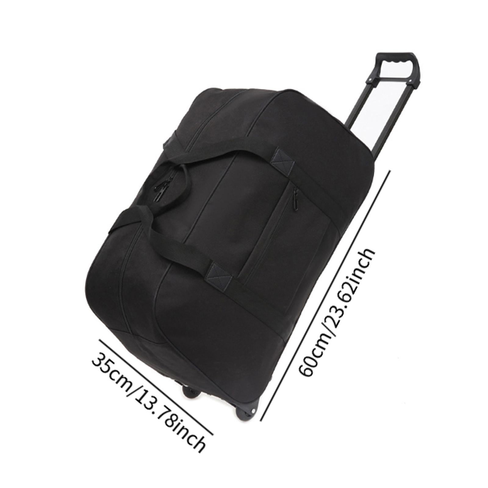 Wzmzjy Wheeled Duffel Bag Suitcase Telescoping Handle Handbag Men Women Multifunctional black