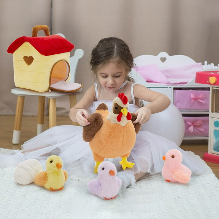 Tezituor Chicken Plush Set, 6-Piece with Coop photo 6
