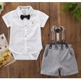thumbnail image 2 of Newborn Infant Baby Boys Gentleman Clothes Shirt Tops Bib Pants Outfits Set, 2 of 5
