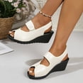 thumbnail image 6 of Hopeusnice Sandals for Women Open Toe Breathable Non-Slip Thick-Soled Heel Women's Sandals Soft Trendy PU Materials Summer Shoes Roman Outdoor Shoes White 43, 6 of 9