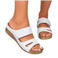 thumbnail image 7 of KIJBLAE Women's Peep Toe Open Toe Wedge Platform Sandals, Wide Width Thick Sole Comfort Casual Elevated Slides for Summer White 39, 7 of 7