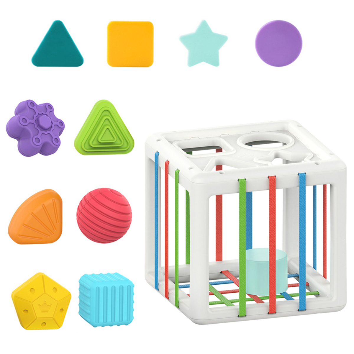 11 Pcs Baby Shape Sorting Toy Montessori Sensory Sorting Bin Toys