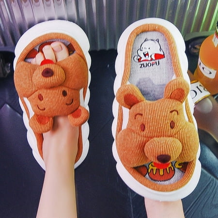 

CoCopeanut Linen Slippers For Men Women Cute Husky Thick Bottom Indoor Couple Slides Home Shoes Non-Slip Spring Autumn Cotton Linen Sandals