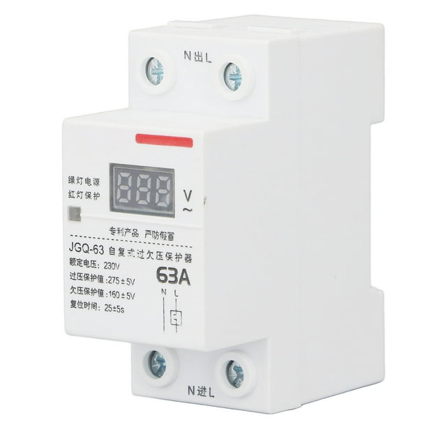 Protector De Bajo Voltaje, Cableado Simple AC 230V 63A Dispositivo De Protección De Voltaje Restablecimiento De Retardo Automático Con Indicador Para Electrodomésticos
