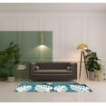 thumbnail image 2 of HomeRoots 487248 8 ft. Runner Blue Green Cream Geometric Stain Resistant Indoor & Outdoor Runner Area Rug, 2 of 5