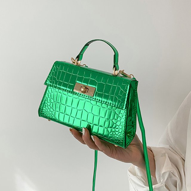 Bolso de mano para mujer, Bolso de mano de piel sintética, elegante Bolso bandolera (verde)