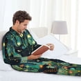 thumbnail image 6 of Naloa Mystical Black Cat Fireflies Men’s Pajamas Set - Long Sleeve Button Down Sleep Shirt and Pajama Bottoms Sleepwear Set-Large, 6 of 7