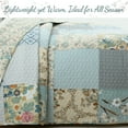 thumbnail image 6 of Sky Blue Floral Patens Ogee Patchwork Cotton Queen 3 Piece Quilt Bedding Set, 6 of 7
