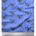 thumbnail image 1 of Soimoi Blue Cotton Voile Fabric Landscape & Reindeer Animal Fabric Prints By Yard 56 Inch Wide, 1 of 3