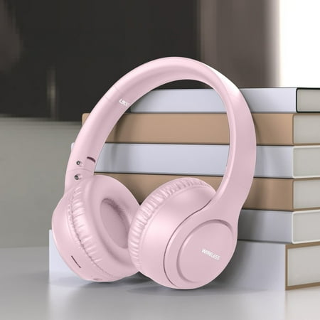 RBCKVXZ Wireless Headworn Bluetooth Earphones Hi-Res Audio Bass with Foldable Card Insert Earphones Suitable for Tablet Smartphones Birthday Gifts Pink