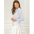 thumbnail image 4 of Blusa Floral Cuello Volantes Encaje Ganchillo Rosado azul T M, 4 of 6