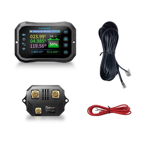 WiFi Coulomb Meter RV Battery Monitor Battery Capacity Indicator Tester Power Volt-Ammeter for All Batteries 0-50A