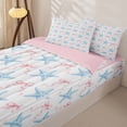 thumbnail image 3 of jejeloiu Watercolor Starfish Bow Zipper Twin Comforter Sets with Fitted Sheet and 2 Pillowcases For Girls,Girly Ocean Accent Zipper Bedding Set,Light Blue,Pink Reversible,4 Pieces, 3 of 7