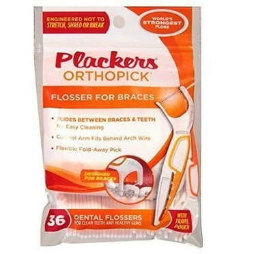 Plackers Orthopick Flosser For Braces Dental Flossers, 36 ct