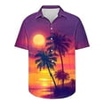thumbnail image 3 of SGFCWSX Mens Short Sleeve Button Down Shirts, Men's Loose Fit Sunset Print Button Up Shirt for Summer Outfits Multicolor Size L, 3 of 5